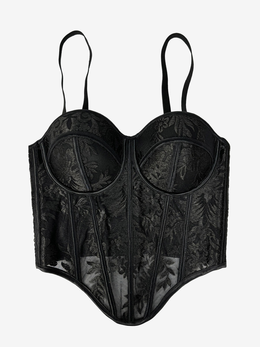 Corset Tops Black Sexy Sleeveless Straps Neck Slim Fit Tops