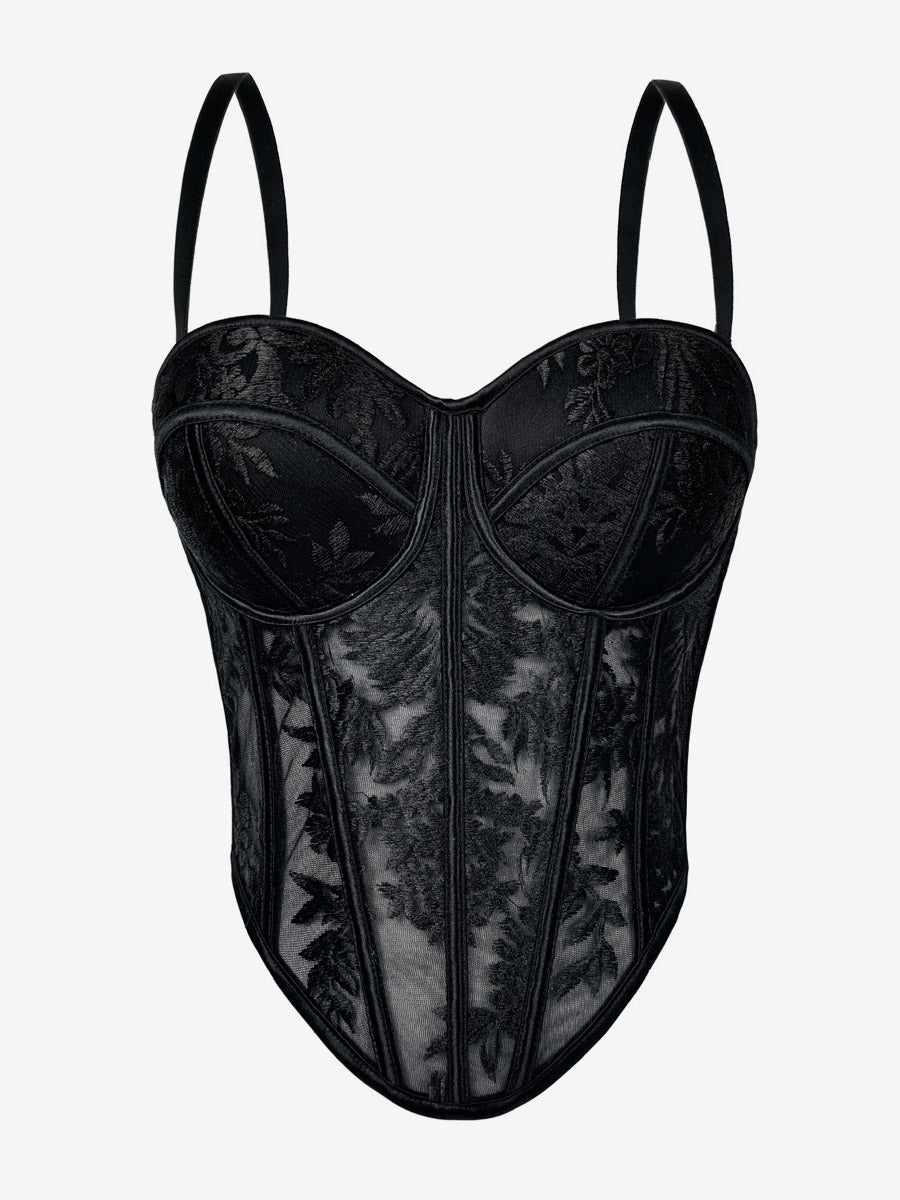 Corset Tops Black Sexy Sleeveless Straps Neck Slim Fit Tops