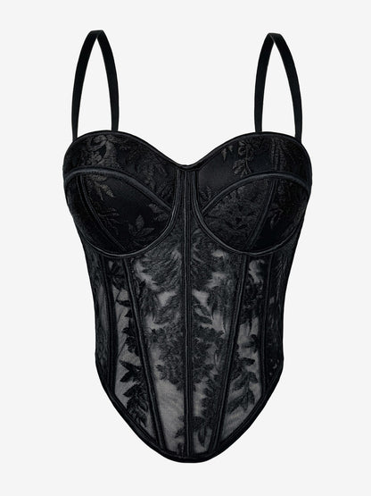 Corset Tops Black Sexy Sleeveless Straps Neck Slim Fit Tops