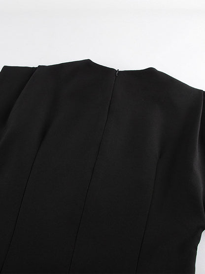 Party Dress Maxi Black Jewel Neck Buttons Sleeveless Elegant Semi Formal Dress