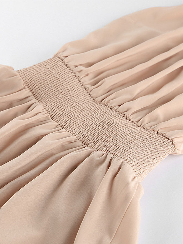 Daily Dresses Mini Khaki Sleeveless Backless High Collar Natural Waist Dress