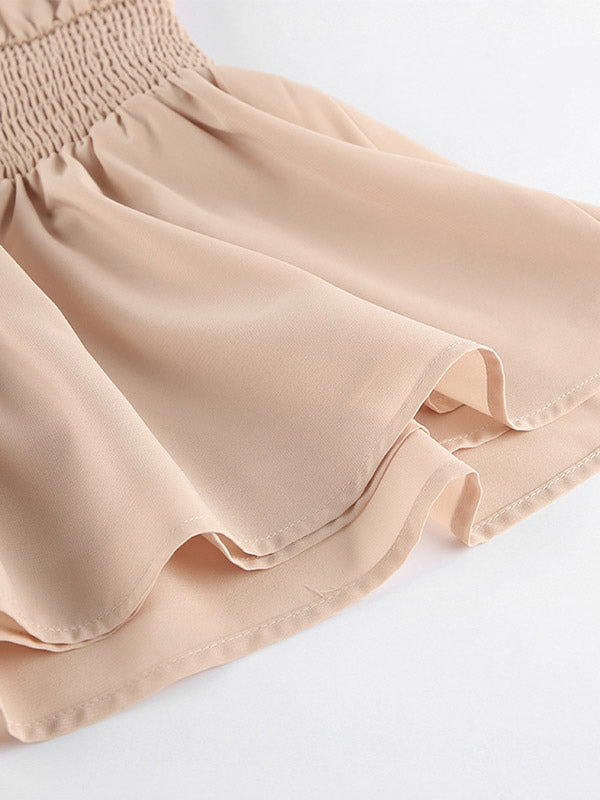 Daily Dresses Mini Khaki Sleeveless Backless High Collar Natural Waist Dress