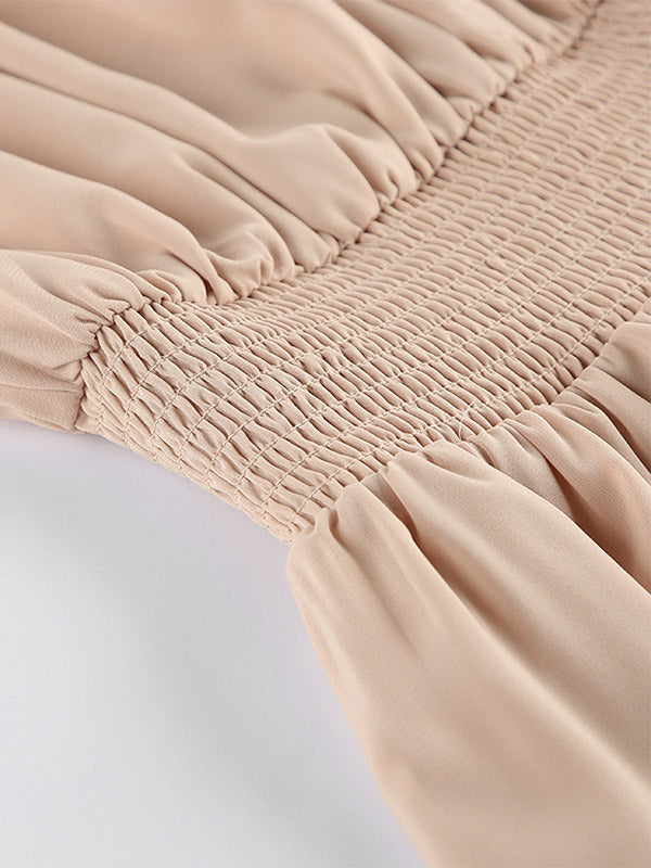 Daily Dresses Mini Khaki Sleeveless Backless High Collar Natural Waist Dress