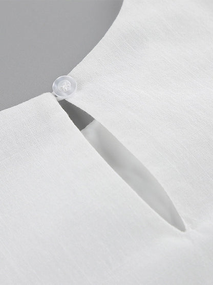 Daily Dresses Maxi For Woman Sleeveless Jewel Neck Natural Waist Elegant White Dress