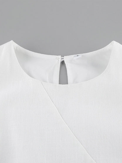 Daily Dresses Maxi For Woman Sleeveless Jewel Neck Natural Waist Elegant White Dress