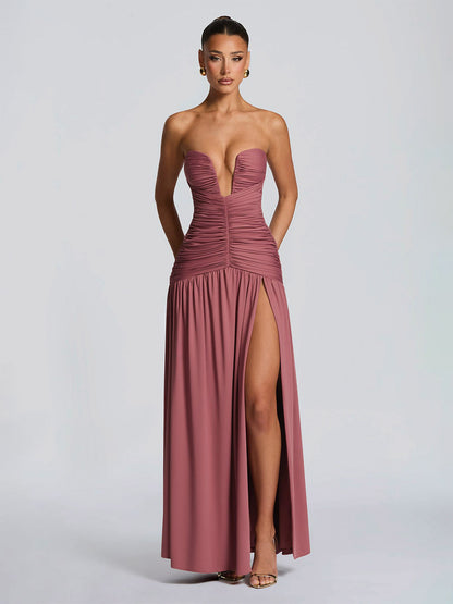 Party Dress Maxi Coffee Brown Halter Zipper Sleeveless Backless Elegant Semi Formal Dress