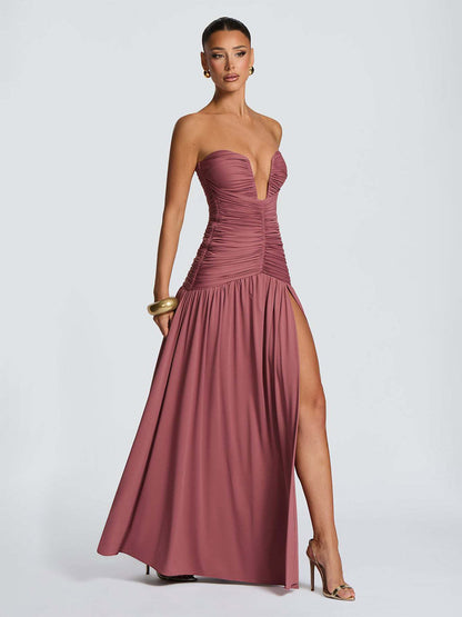Party Dress Maxi Coffee Brown Halter Zipper Sleeveless Backless Elegant Semi Formal Dress