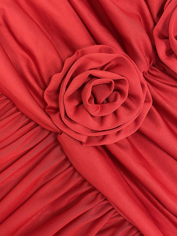 Party Dress Maxi Red Off-The-Shoulder Pleated Long Sleeves Clothes Elegant Semi Formal Dress