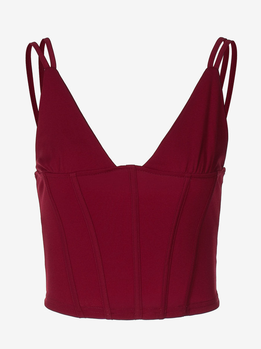 Burgundy Cami Top Straps Neck Chic Women Camis