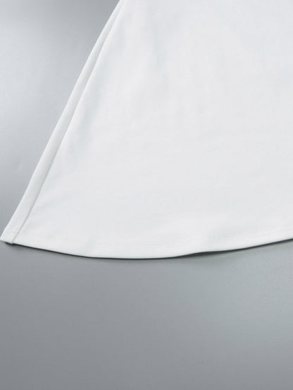 Night Out Dresses White Polyester Two-Tone Sleeveless Strapless Summer Dress