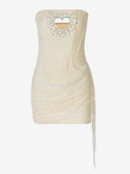 Night Out Dresses Apricot Polyester Hearts Pattern Sleeveless Strapless Summer Dress