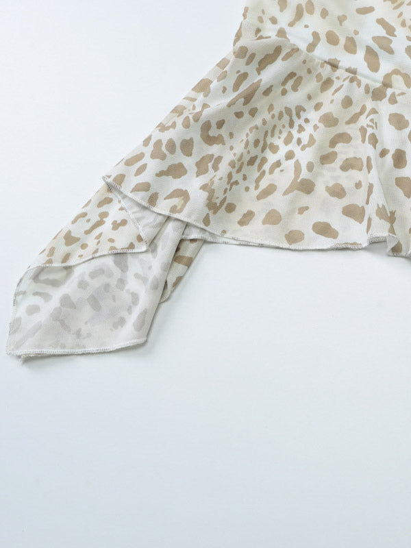 Night Out Dresses Leopard Polyester Leopard Print Sleeveless Halter Asymmetrical Summer Dress