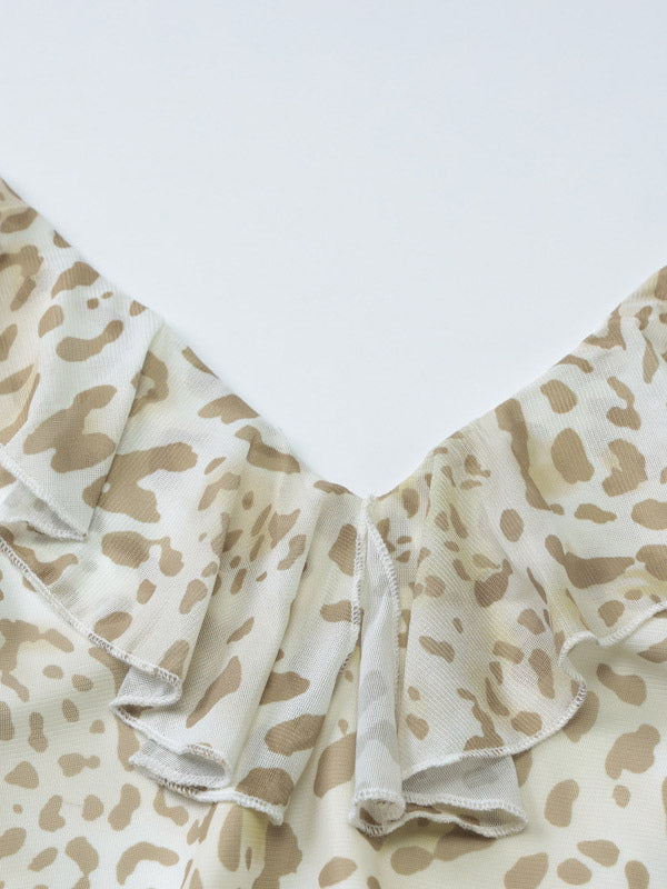Night Out Dresses Leopard Polyester Leopard Print Sleeveless Halter Asymmetrical Summer Dress