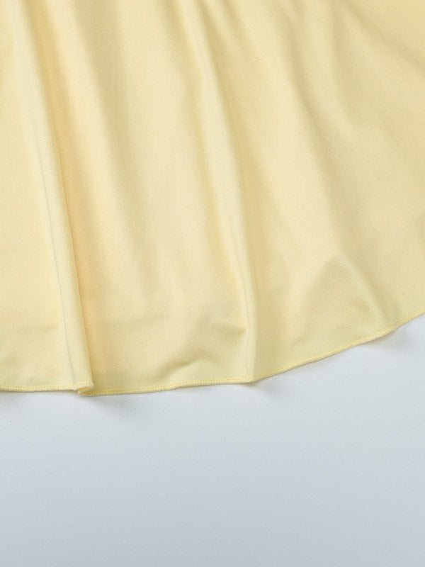 Date Night Dresses Mini Lace Up Sleeveless Backless Straps Neck Sexy Yellow Dress