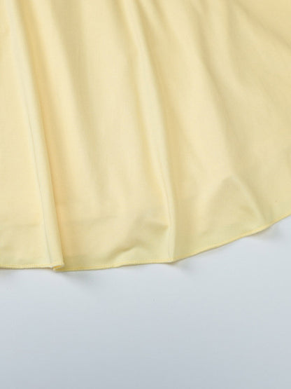 Date Night Dresses Mini Lace Up Sleeveless Backless Straps Neck Sexy Yellow Dress