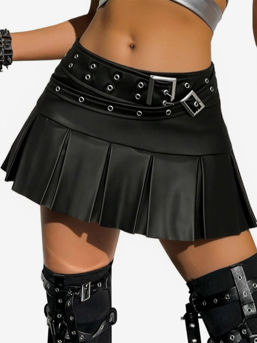 Skirts Auburn Natural Waist PU Leather Chic Fall Short Women's Bottoms