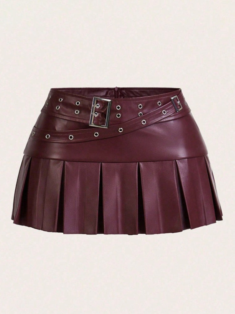 Skirts Auburn Natural Waist PU Leather Chic Fall Short Women's Bottoms