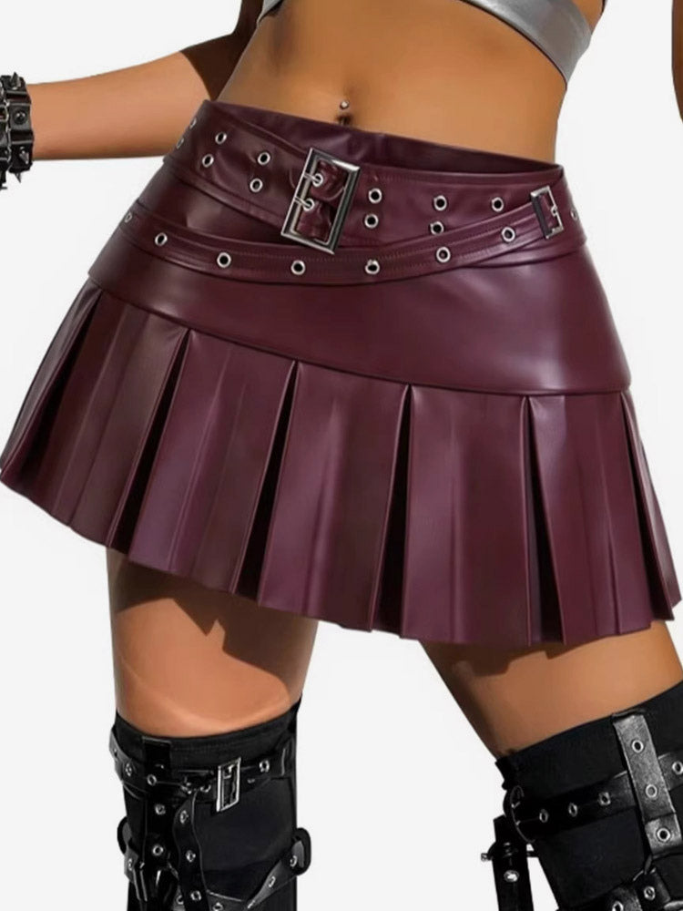 Skirts Auburn Natural Waist PU Leather Chic Fall Short Women's Bottoms