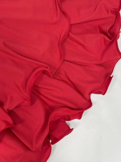 Date Night Dresses Mini Backless Pleated Lace Up Sleeveless V-Neck Chic Red Dress