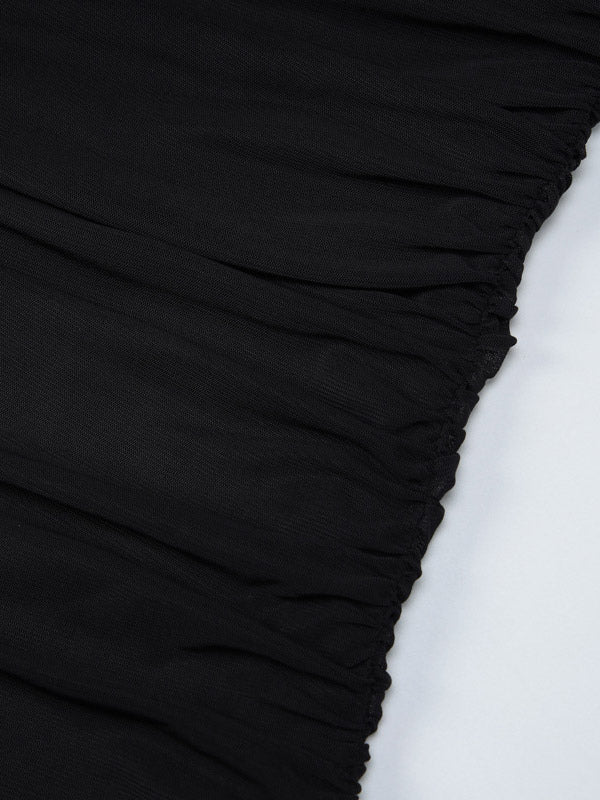 Night Out Dresses Black Short Sleeves High Collar Summer Dress