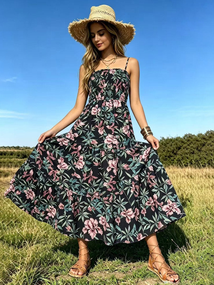 Vacation Dresses Maxi Backless Pleated Sleeveless Straps Neck Chic Light Sky Blue Dress