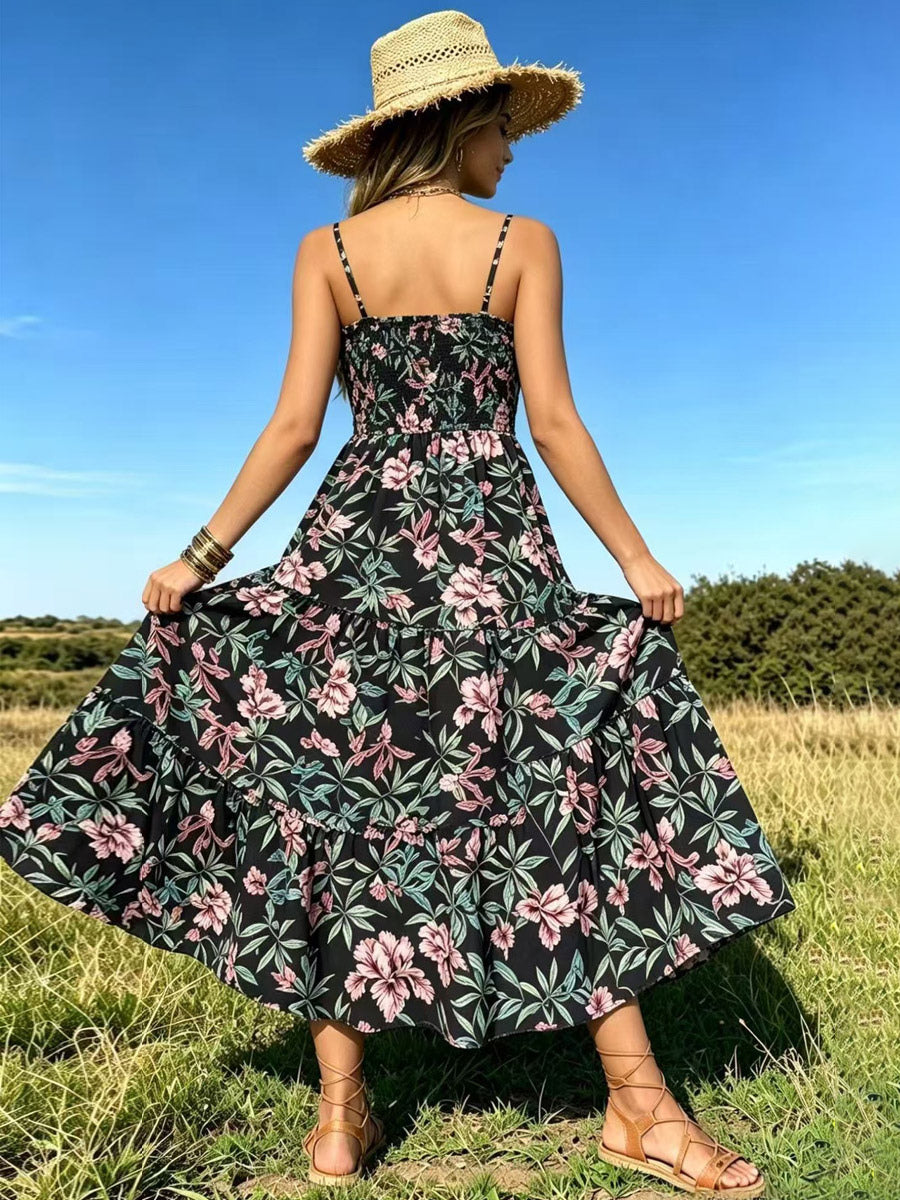 Vacation Dresses Maxi Backless Pleated Sleeveless Straps Neck Chic Light Sky Blue Dress