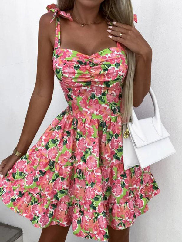 Daily Dresses For Women Midi Green Suede Backless Pleated Sleeveless Off-The-Shoulder Dress