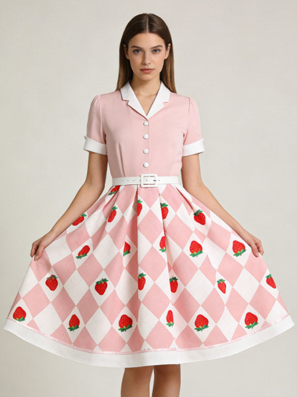Vintage 1950s Swing Cocktail Dress Women Sleeveless Retro Dress
