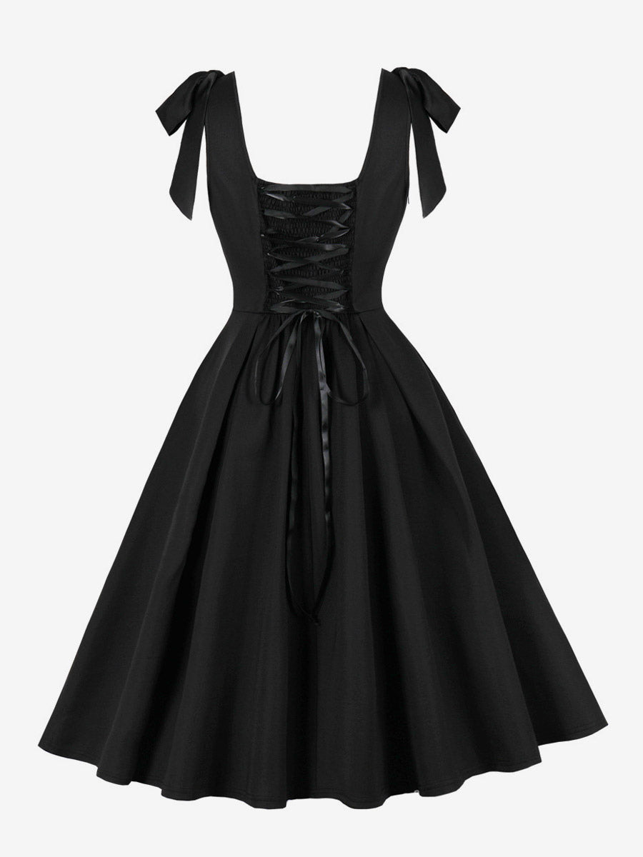 Vintage 1950s Swing Cocktail Dress Women Sleeveless Retro Dress