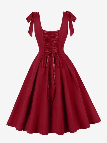 Vintage 1950s Swing Cocktail Dress Women Sleeveless Retro Dress