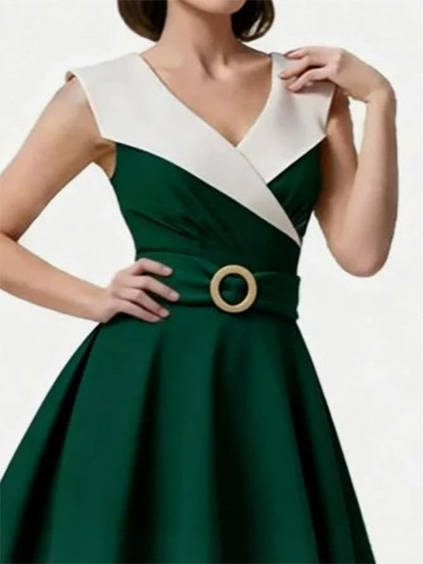 Vintage 1950s Swing Cocktail Sleeveless Medium Retro Dress