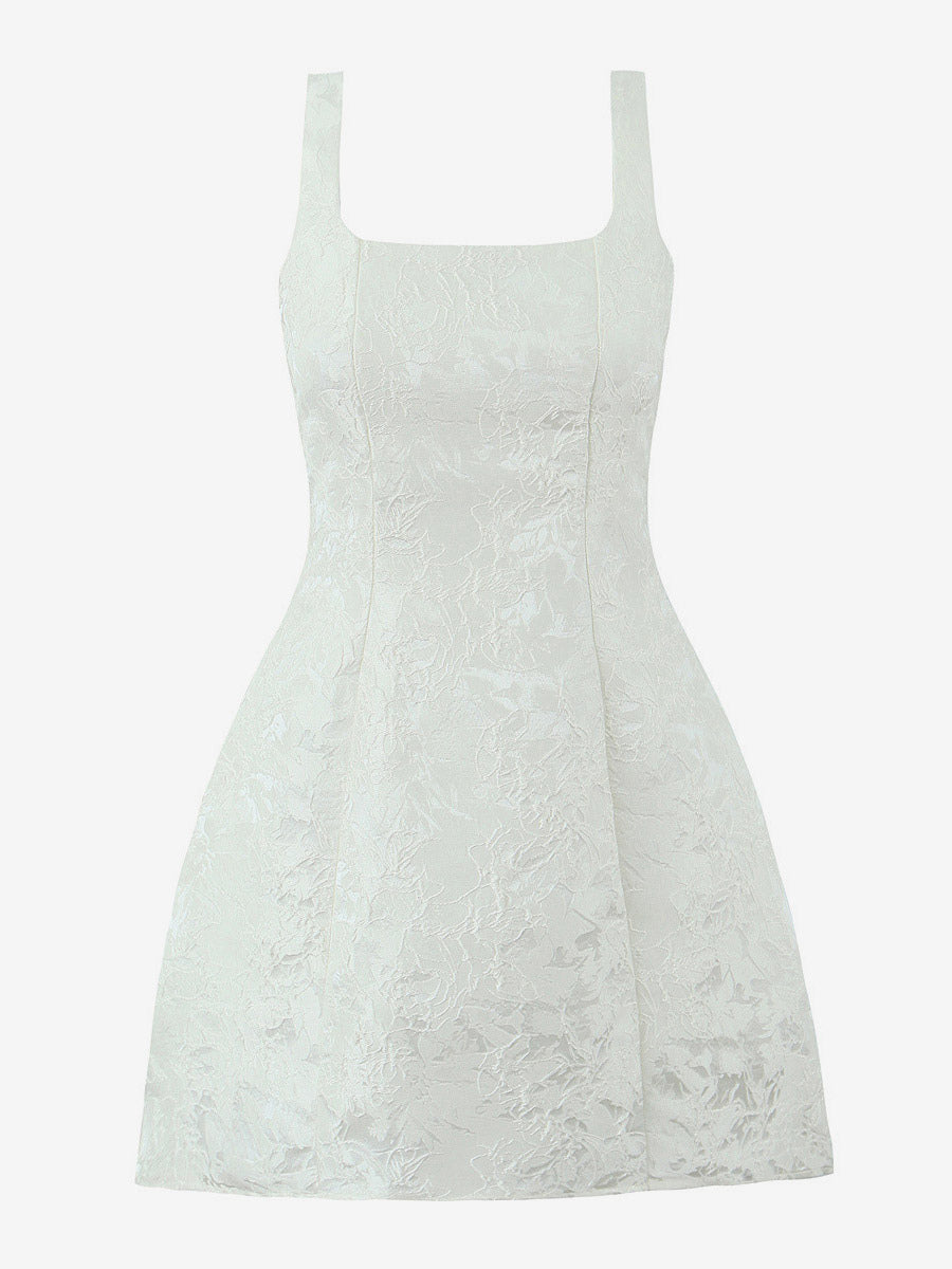 Date Night Dresses Shaping Bows Sleeveless Square Neck Chic White Dress