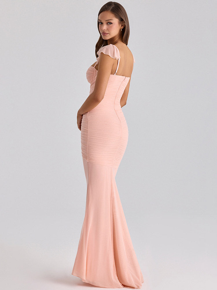 Date Night Dresses Maxi Sleeveless Straps Neck Sexy Pink Dresses
