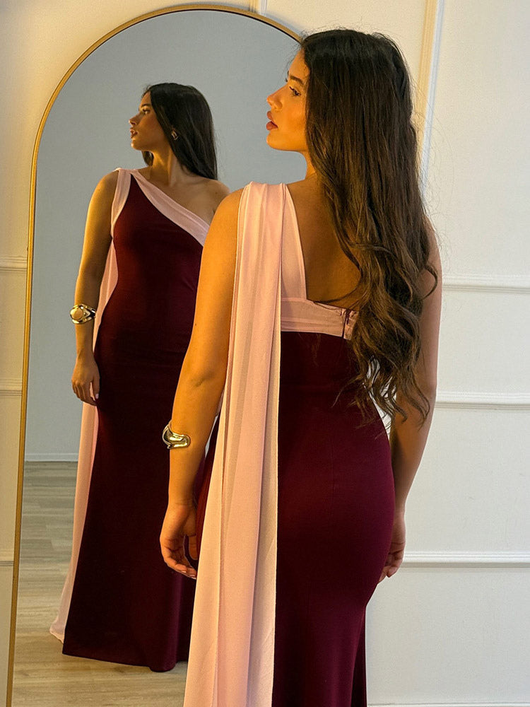 Daily Dresses Maxi For Women Sleeveless One-Shoulder Chic Black Dress