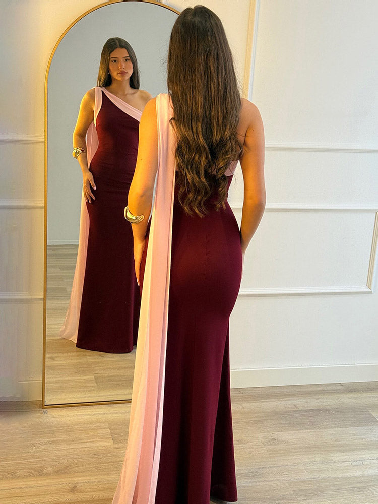Daily Dresses Maxi For Women Sleeveless One-Shoulder Chic Black Dress