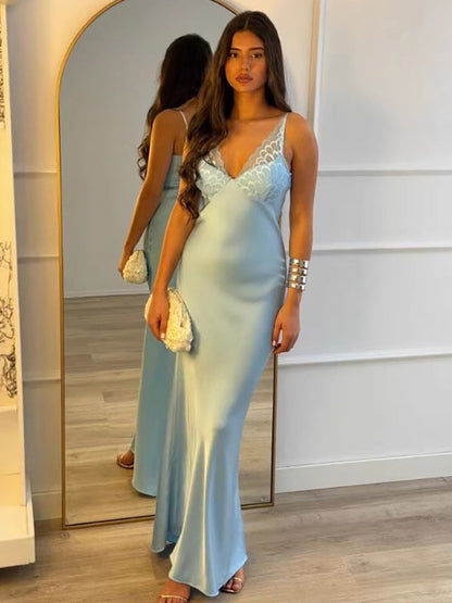 Daily Dresses Woman's Maxi Sleeveless V-Neck Sexy Apricot Dress