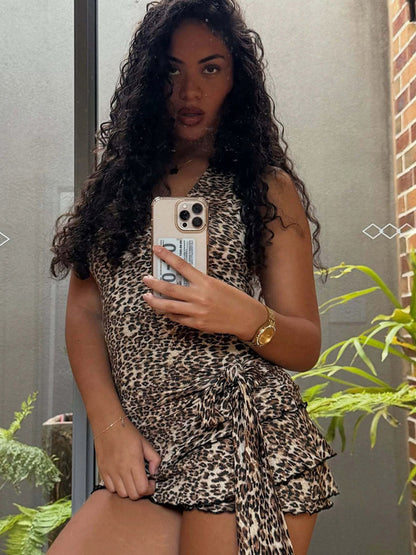 Night Out Dresses Leopard Leopard Print Sleeveless V-Neck Summer Dress