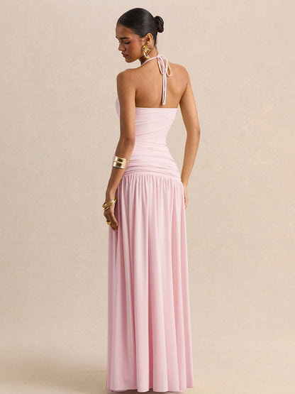 Party Dresses Yellow Straps Neck Short Sleeves Sexy Semi Formal Dress