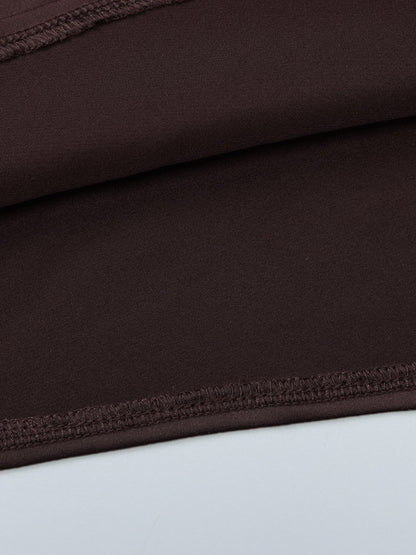 Party Dress Maxi Coffee Brown Halter Pleated Sleeveless Backless Sweet Semi Formal Dress