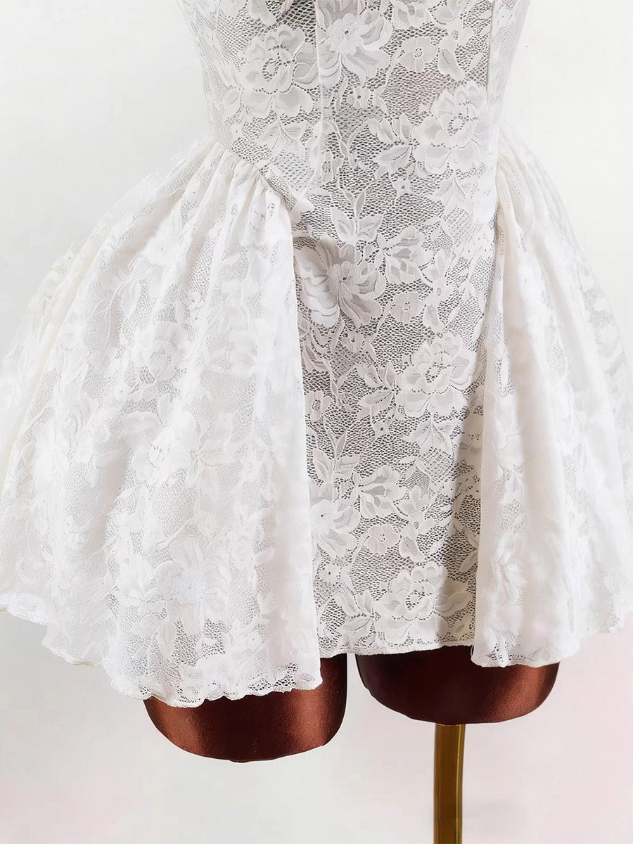 Night Out Dresses White Sleeveless Square Neck Backless Summer Dress