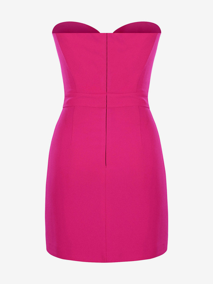 Date Night Dresses Mini Backless Bows Zipper Sleeveless Strapless Elegant Rose Dress