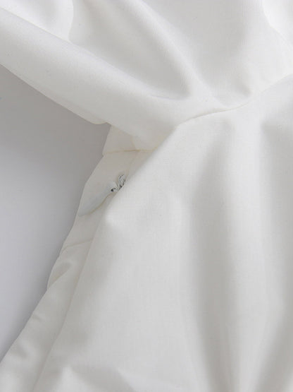 Daily Dresses Mini White Buttons Long Sleeves Turndown Collar Dress