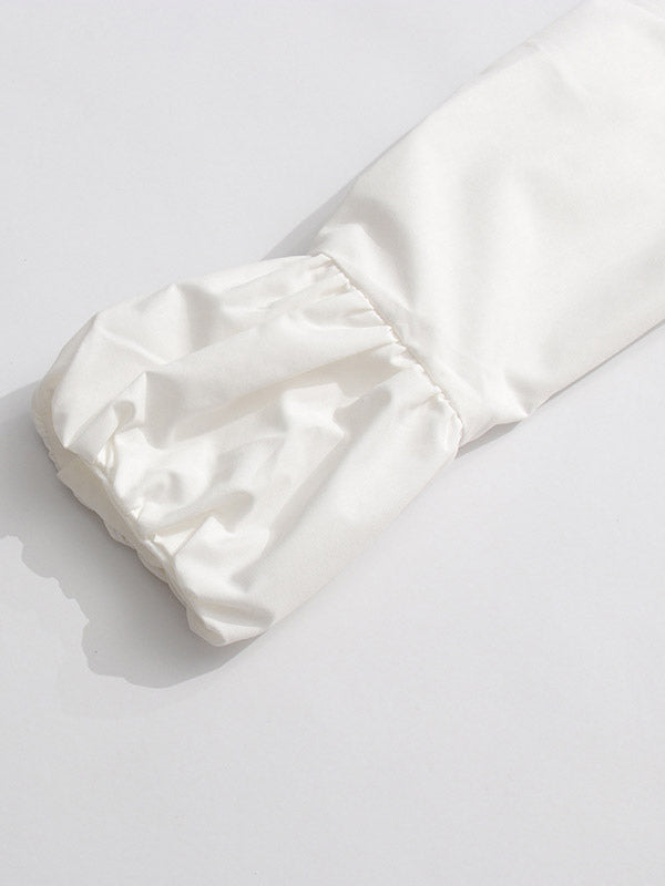 Daily Dresses Mini White Buttons Long Sleeves Turndown Collar Dress