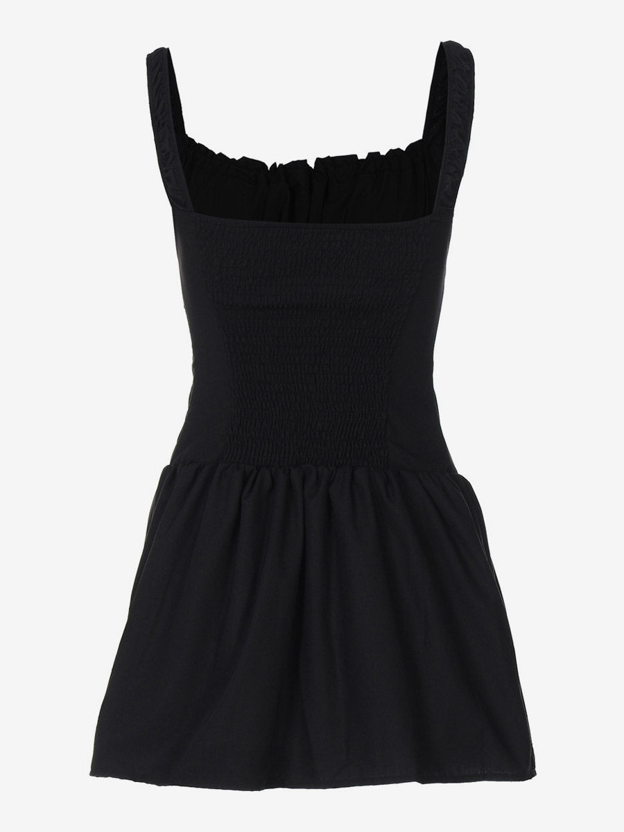 Party Dresses Mini White Straps Neck Lace Up Sleeveless Pleated Casual Semi Formal Dress