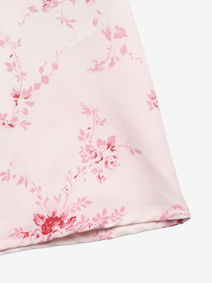 Date Night Dresses Maxi Backless Lace Up Ruffles Sleeveless Floral Print Off-The-Shoulder Chic Pink Dress