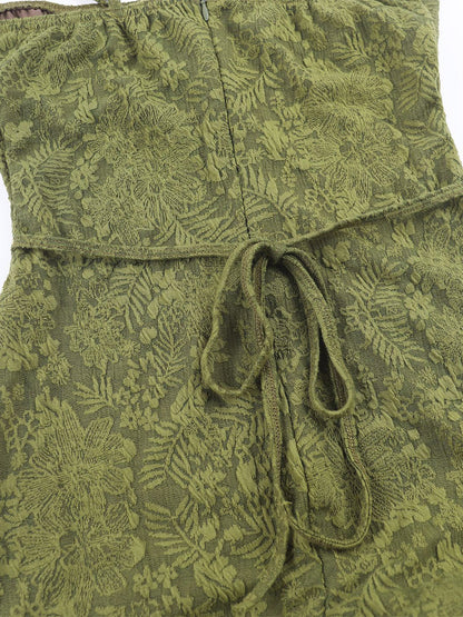 Date Night Dresses Maxi Backless Strappy Zipper Sleeveless Floral Print Off-The-Shoulder Sweet Green Dress