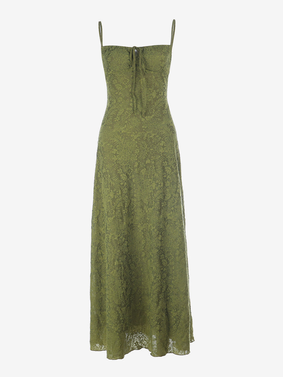 Date Night Dresses Maxi Backless Strappy Zipper Sleeveless Floral Print Off-The-Shoulder Sweet Green Dress