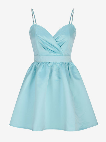 Party Dress Mini Royal Blue Straps Neck Zipper Sleeveless Backless Sweet Semi Formal Dress