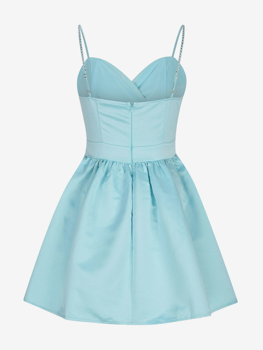 Party Dress Mini Royal Blue Straps Neck Zipper Sleeveless Backless Sweet Semi Formal Dress