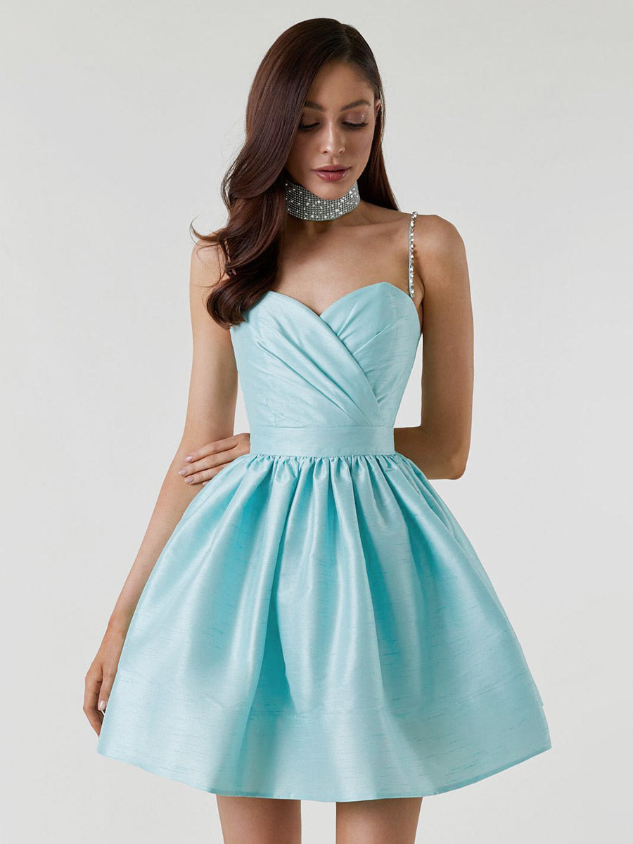 Party Dress Mini Royal Blue Straps Neck Zipper Sleeveless Backless Sweet Semi Formal Dress